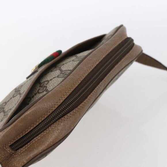 GUCCI GG Supreme Web Sherry Line Bag PVC Beige Gold 116 02 089 Auth BA7464 - Picture 7 of 16